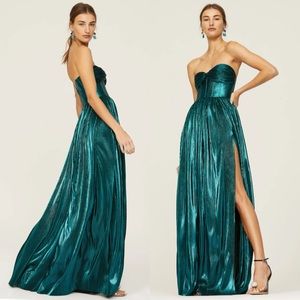 Bronx and Banco Teal Strapless Maxi Dress